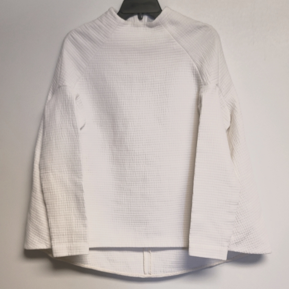 Rosie Assoulin White Textured Long Sleeve Top - Picture 3 of 10